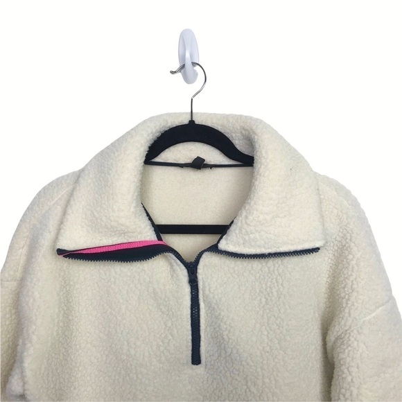J Crew Ivory Crop Half Zip Polartec Fleece Pullover Sweater - Picture 4 of 10